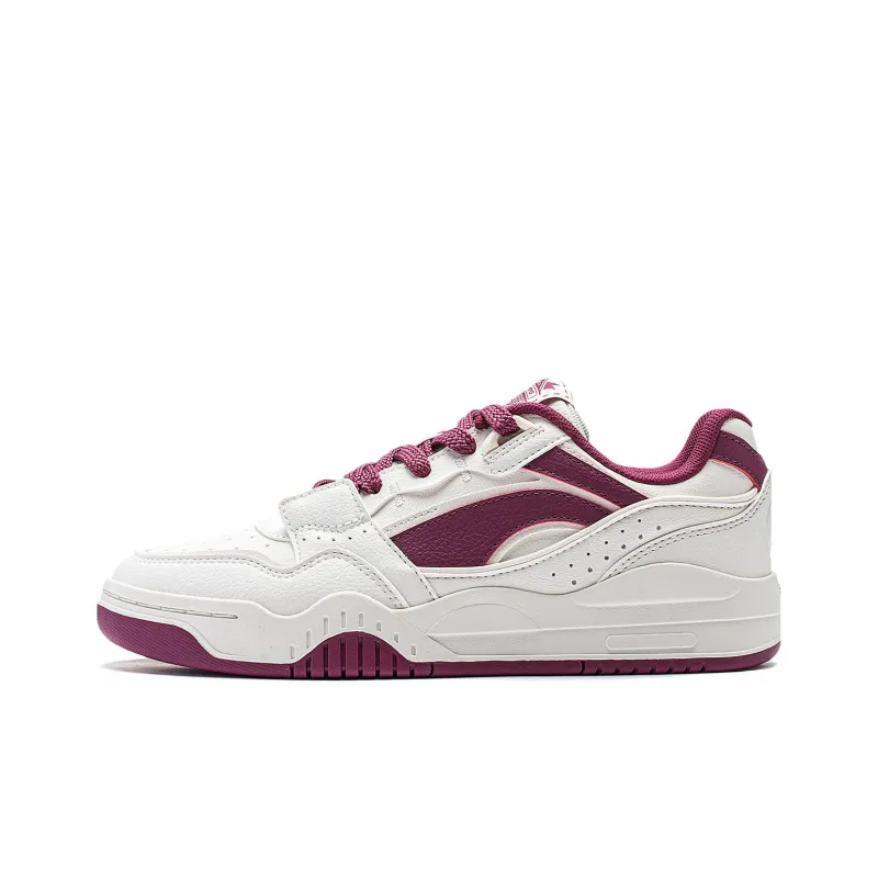 LiNing Yuebai Anti Slip Wear Resistant Low Top Skateboard Shoes Women's Mist White-0