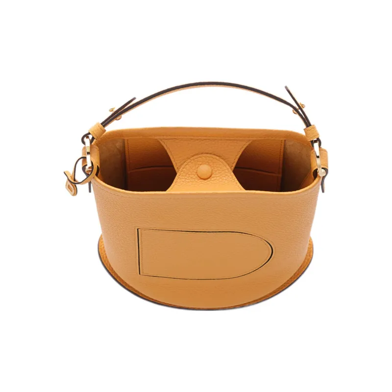 Delvau Pin Taurillon Soft Grain Soft Calfskin Bucket Bag Portable Crossbody Bag Shoulder Bag Mini Women's Yellow-3