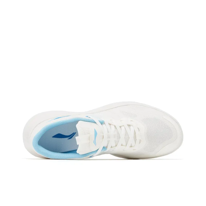 LiNing Cushioning Abrasion Resistant Breathable Lightweight Low Top Running Shoes Men's White Blue-3