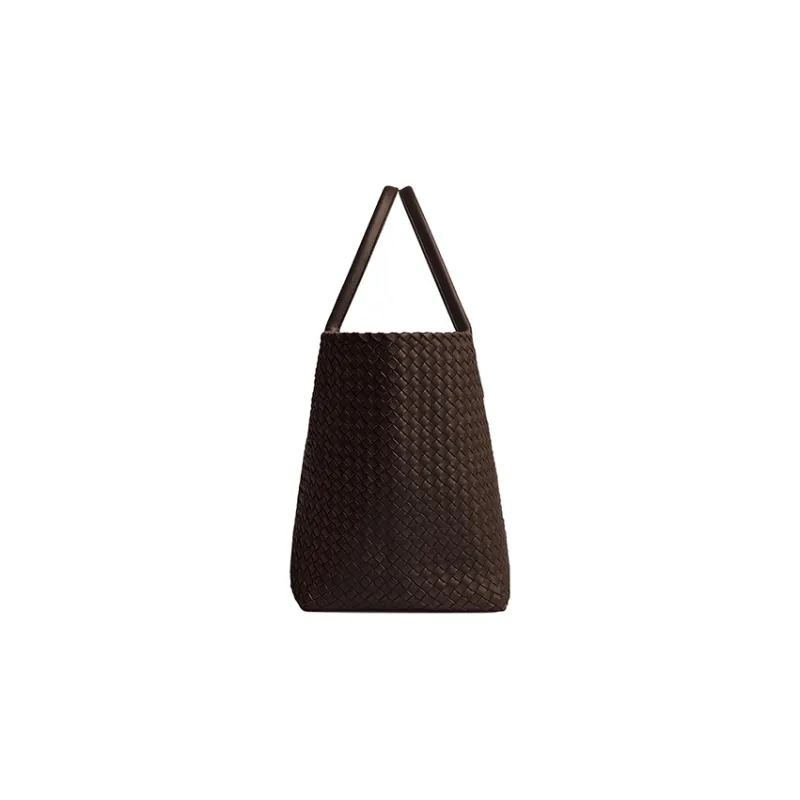 Bottega Veneta CABAT Lambskin Handbag Large Size Women's Dark Brown-1