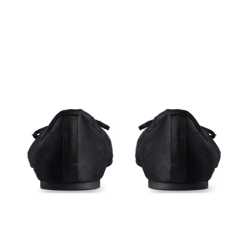 Balenciaga Leopold Ballerina Black Satin Women's-3