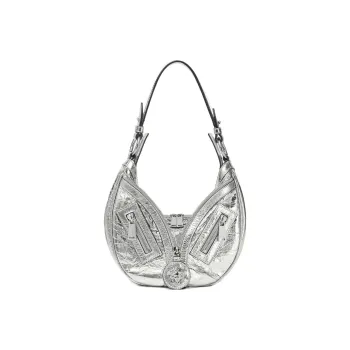 FANSIZHE Repeat Series Metallic Crackle Lambskin Handbag, Shoulder Bag Women's Gray