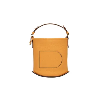 Delvau Pin Taurillon Soft Grain Soft Calfskin Bucket Bag Portable Crossbody Bag Shoulder Bag Mini Women's Yellow