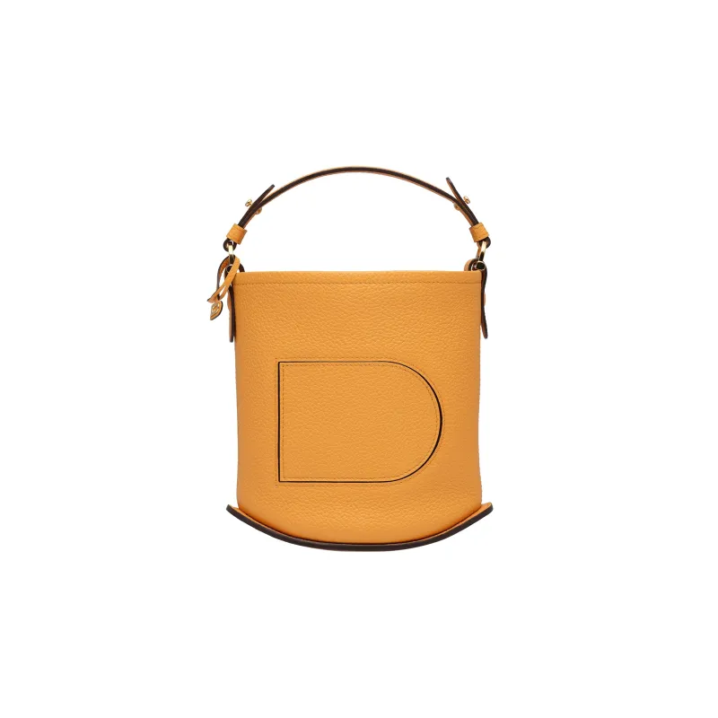 Delvau Pin Taurillon Soft Grain Soft Calfskin Bucket Bag Portable Crossbody Bag Shoulder Bag Mini Women's Yellow-0