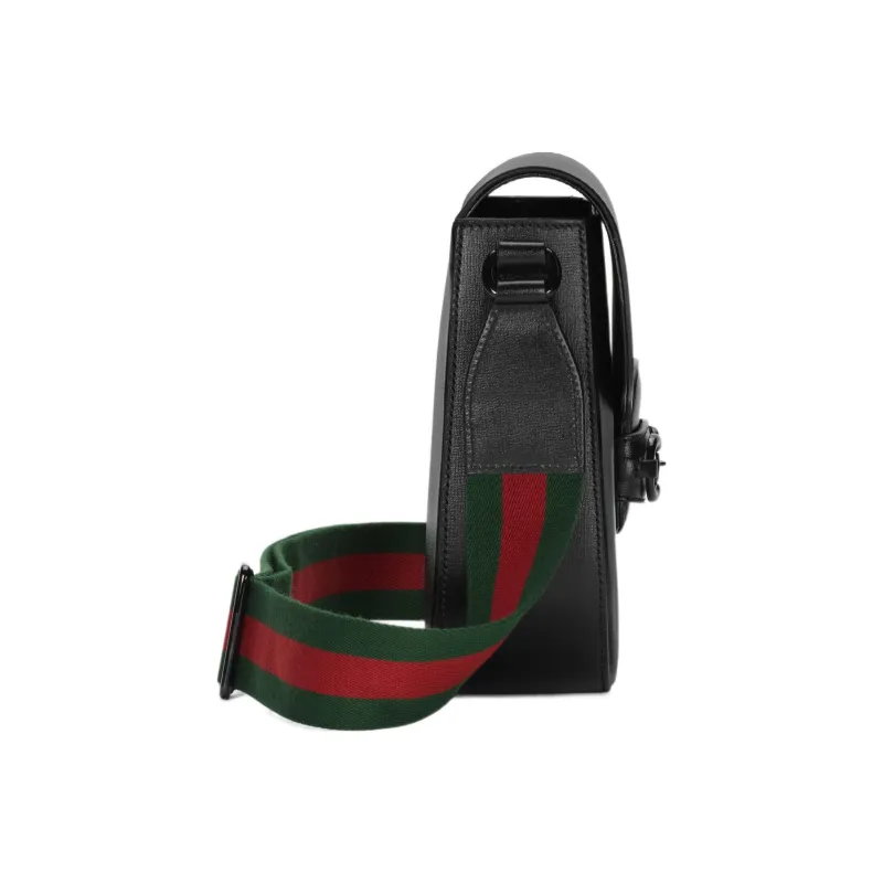 GUCCI Horsebit 1955 Leather Messenger Bag, Crossbody Bag, Shoulder Bag Men's Black-3