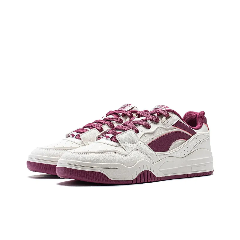 LiNing Yuebai Anti Slip Wear Resistant Low Top Skateboard Shoes Women's Mist White-2