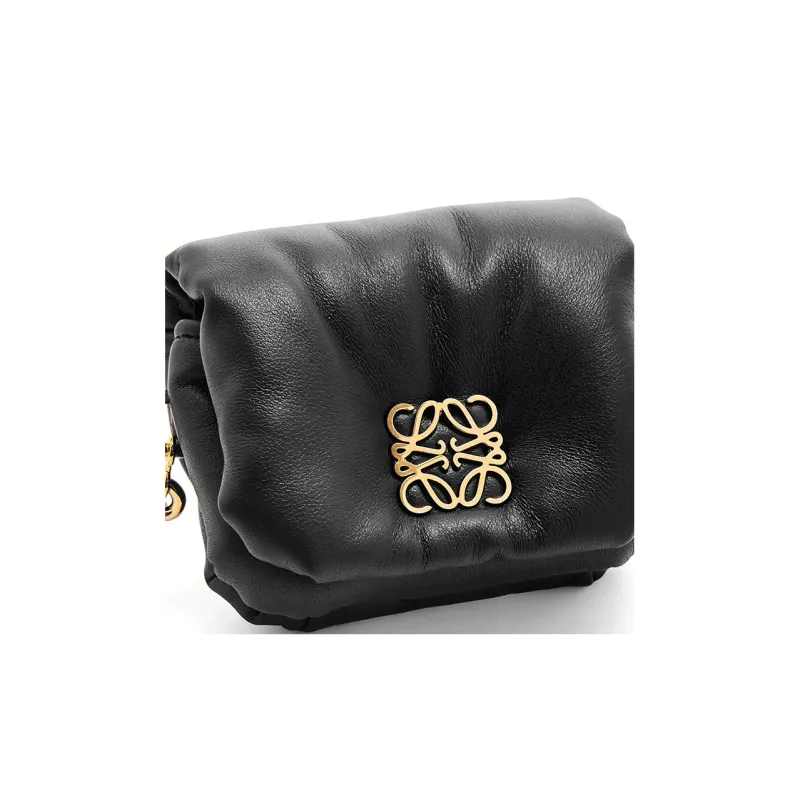 LOEWE Sheepskin With Cow Leather Coin Purse Mini Women's Black-4