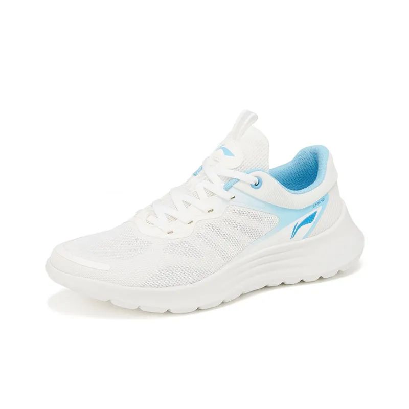 LiNing Cushioning Abrasion Resistant Breathable Lightweight Low Top Running Shoes Men's White Blue-2