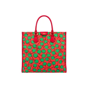 MOSCHINO Polyester Tote Bag Shopping Bag Handbag Women's Emerald Green With Sunset Orange