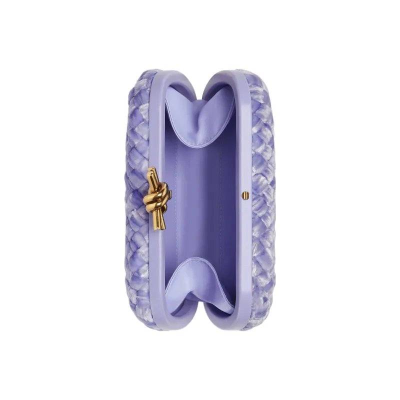 Bottega Veneta Velvet Golden Mouth Bag Evening Clutch Bag Regular Women's Light Purple-3