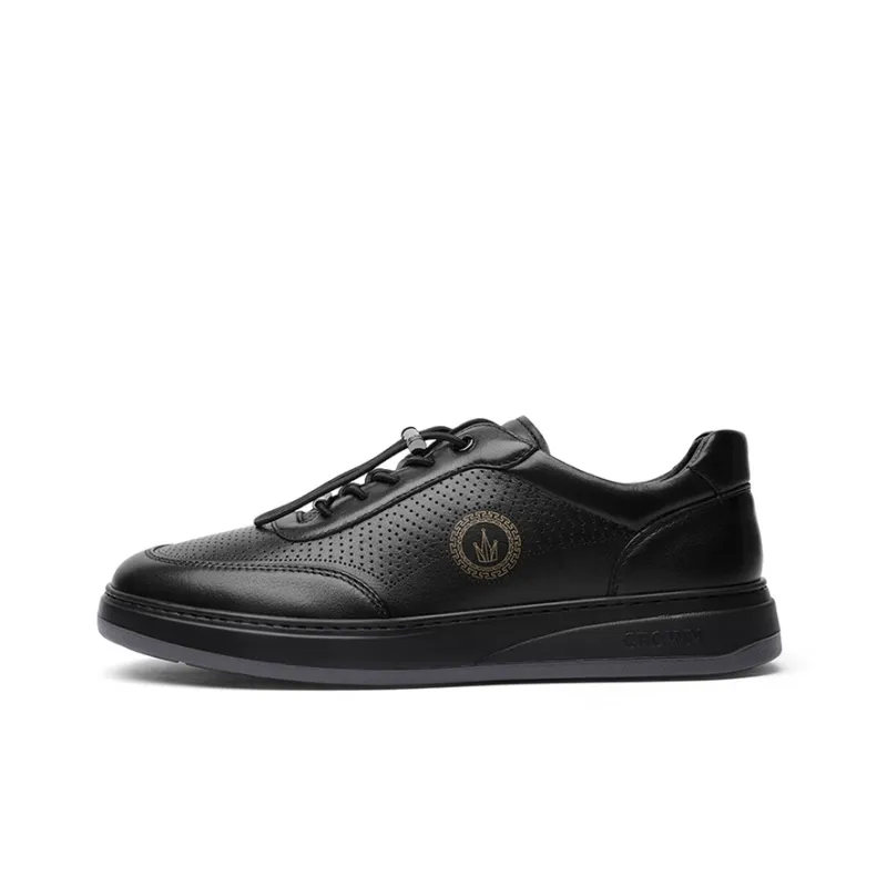 CROWN Men's Casual Shoes Men Low Top Black/White-0