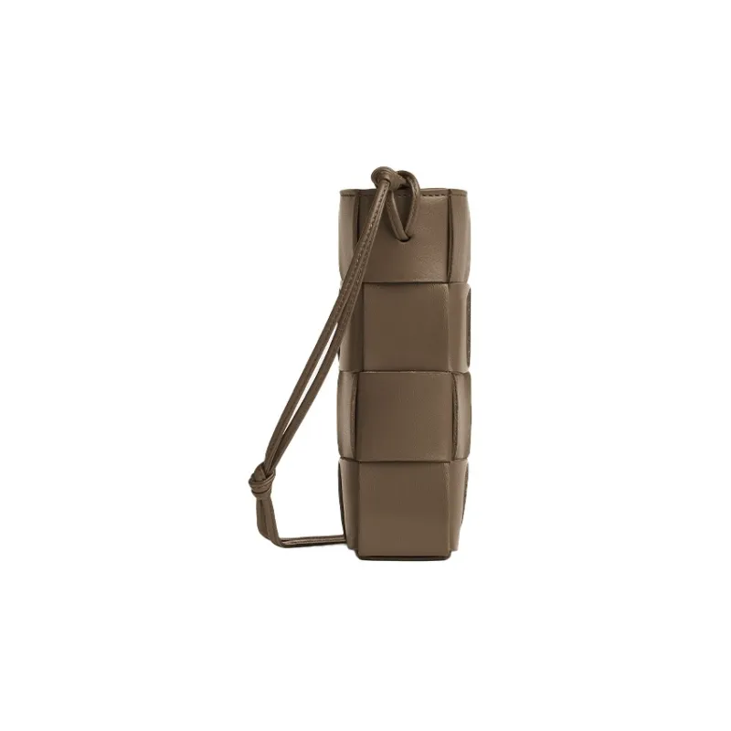 Bottega Veneta CASSETTE Sheepskin With Cow Leather One Shoulder Crossbody Cell Phone Pouch Women's Taupe-1