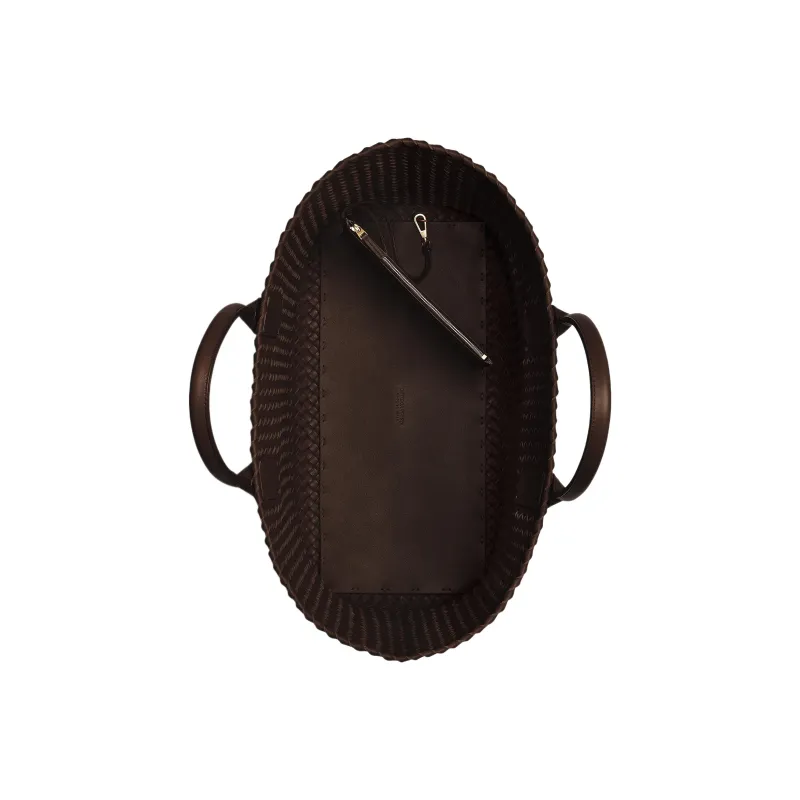 Bottega Veneta CABAT Lambskin Handbag Large Size Women's Dark Brown-2
