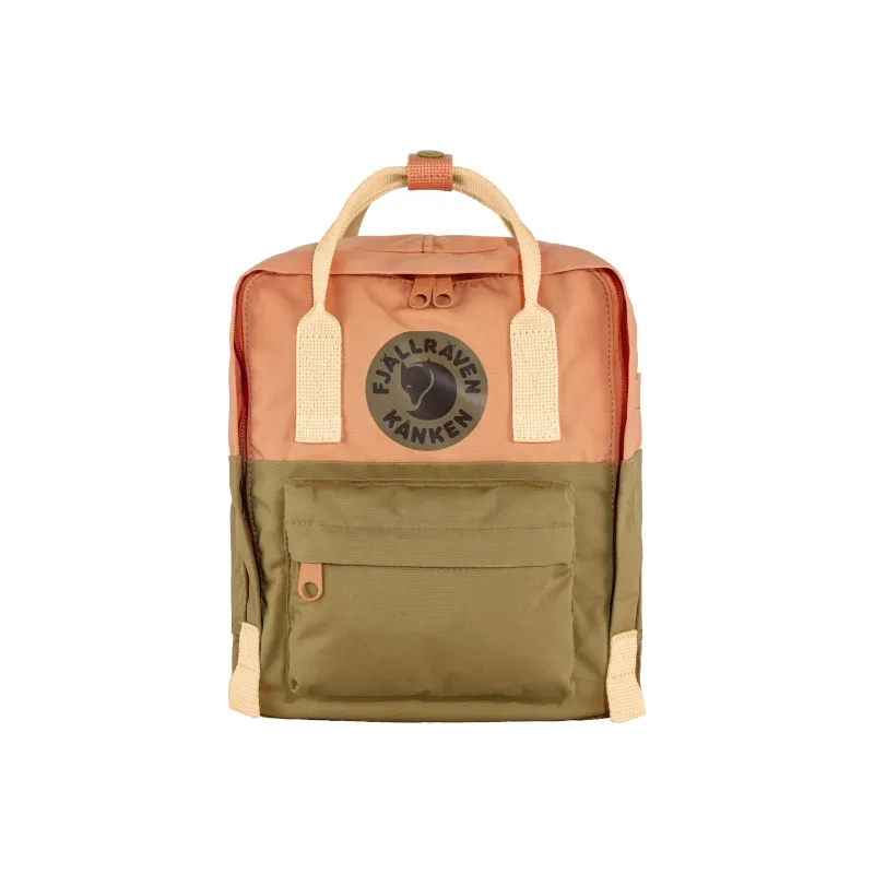 Fjallraven Kanken Polyester Cotton Blend Backpack Mini Unisex Orange Pink/Green/Beige-0