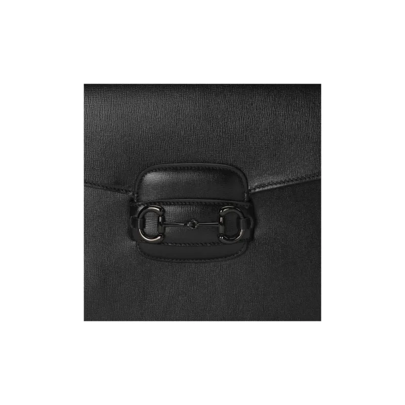 GUCCI Horsebit 1955 Leather Messenger Bag, Crossbody Bag, Shoulder Bag Men's Black-7