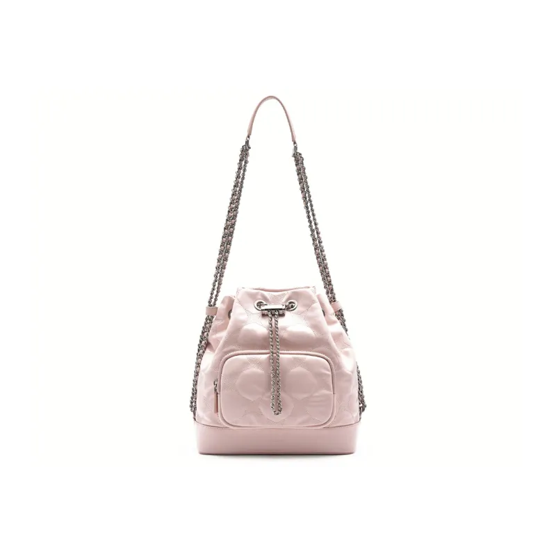 PEDRO Women's Interstellar Series Artificial Leather Bucket Bags Shoulder Bags Small Size Women's Black/Light Red/White-6