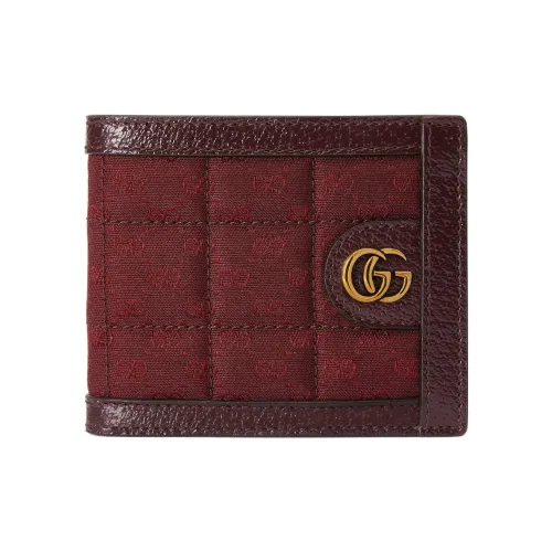 GUCCI Canvas With Leather Wallet Mini Women's Burgundy