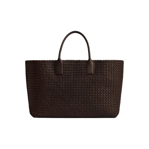 Bottega Veneta CABAT Lambskin Handbag Large Size Women's Dark Brown