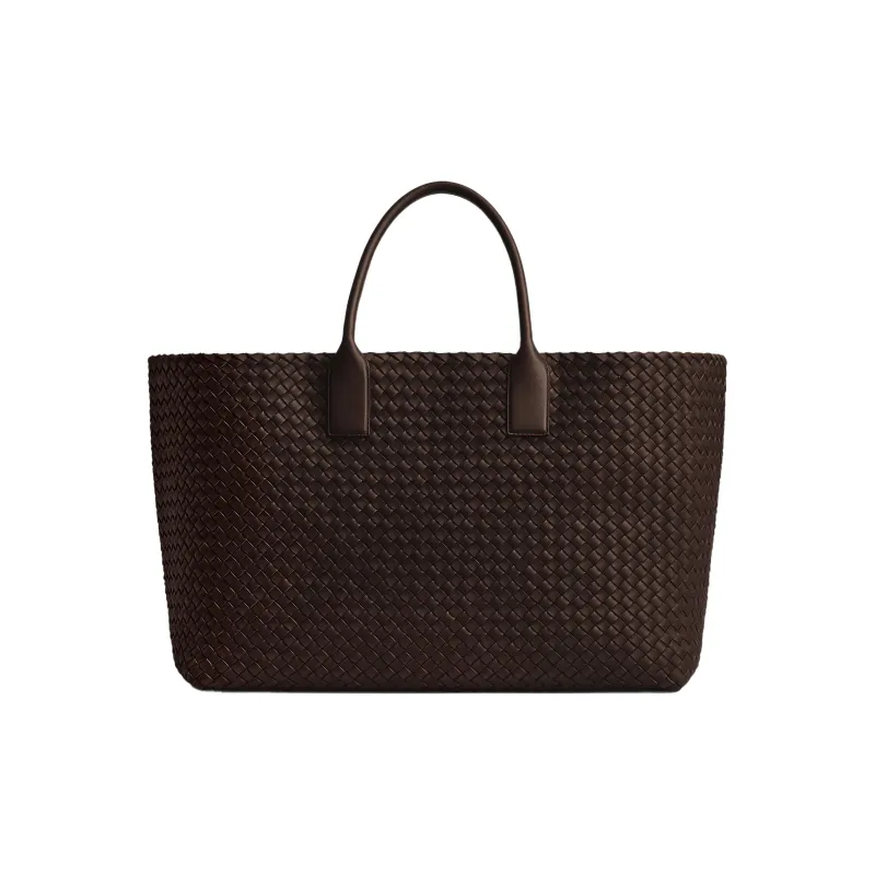 Bottega Veneta CABAT Lambskin Handbag Large Size Women's Dark Brown-0