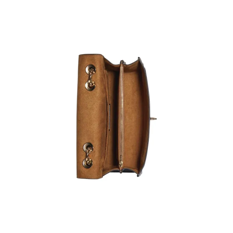 COACH Lane Coated Canvas With Leather Portable Crossbody Bag Shoulder Bag Medium Size Women's Brown White-16