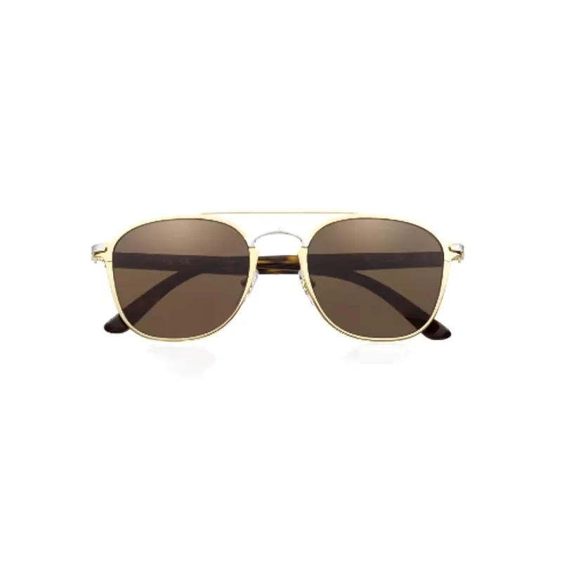 CARTIER Metal Irregular Shape Sunglasses Unisex Brown-1