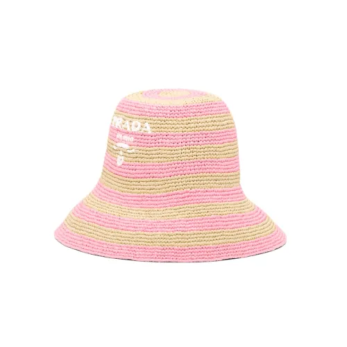 PRADA Bucket Hats Women's Tan/Floral Pink