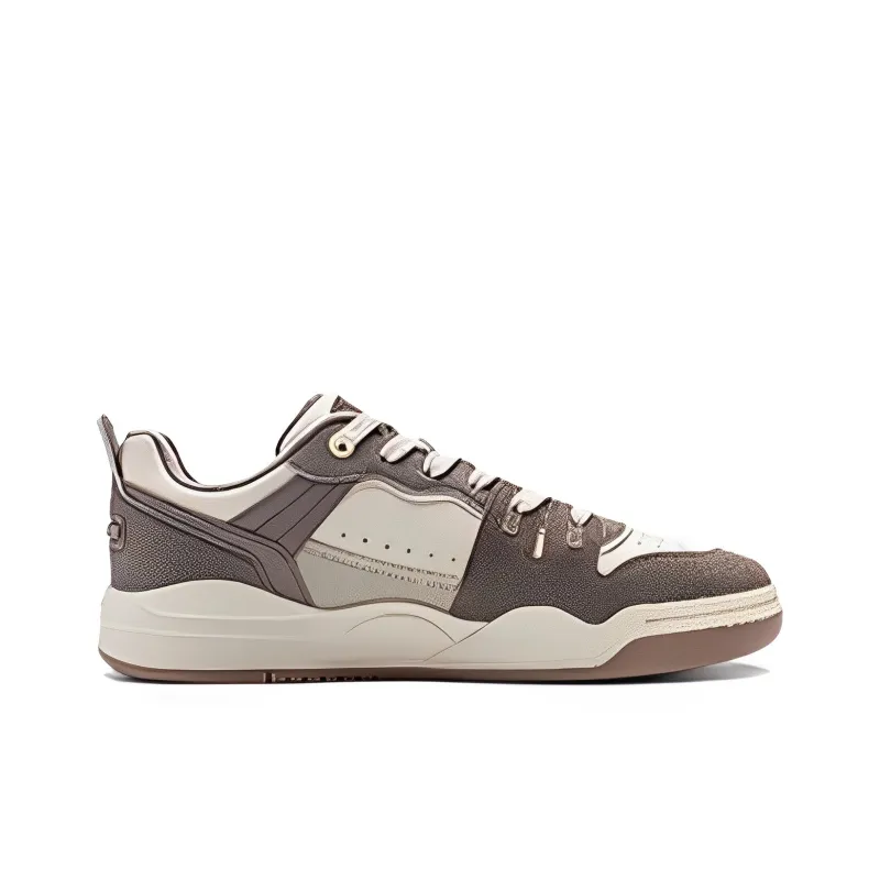 LiNing Jiang Yue Lightweight Breathable Slip Resistant Low Top Skateboard Shoes Men's Taupe-1