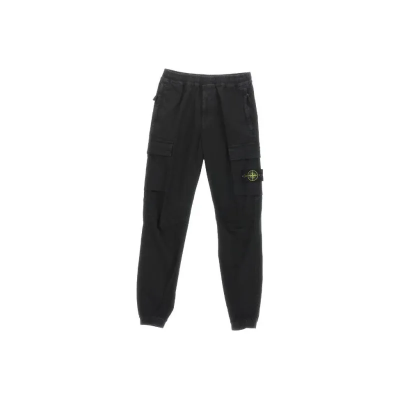 STONE ISLAND Logo Patch Tapered Cargo Trousers-1