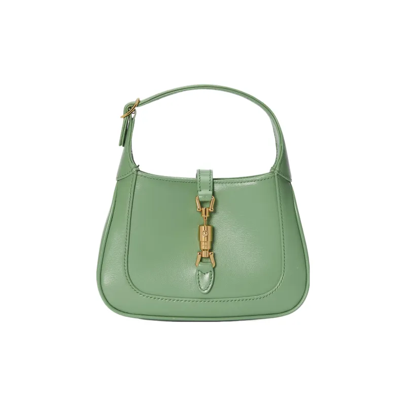 GUCCI Jackie 1961 Leather Crescent Shoulder Bag Shoulder Bag Crossbody Bag Women's Light Green-0