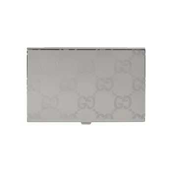 GUCCI Palladium Gold Tunable Metal Metal Card Holder Men's Silver