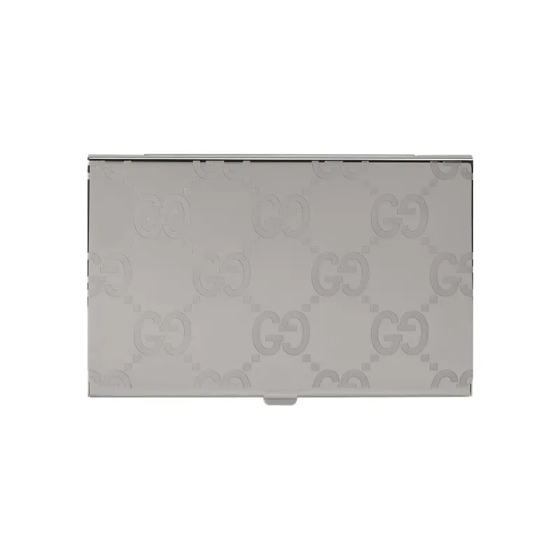 GUCCI Palladium Gold Tunable Metal Metal Card Holder Men's Silver-0