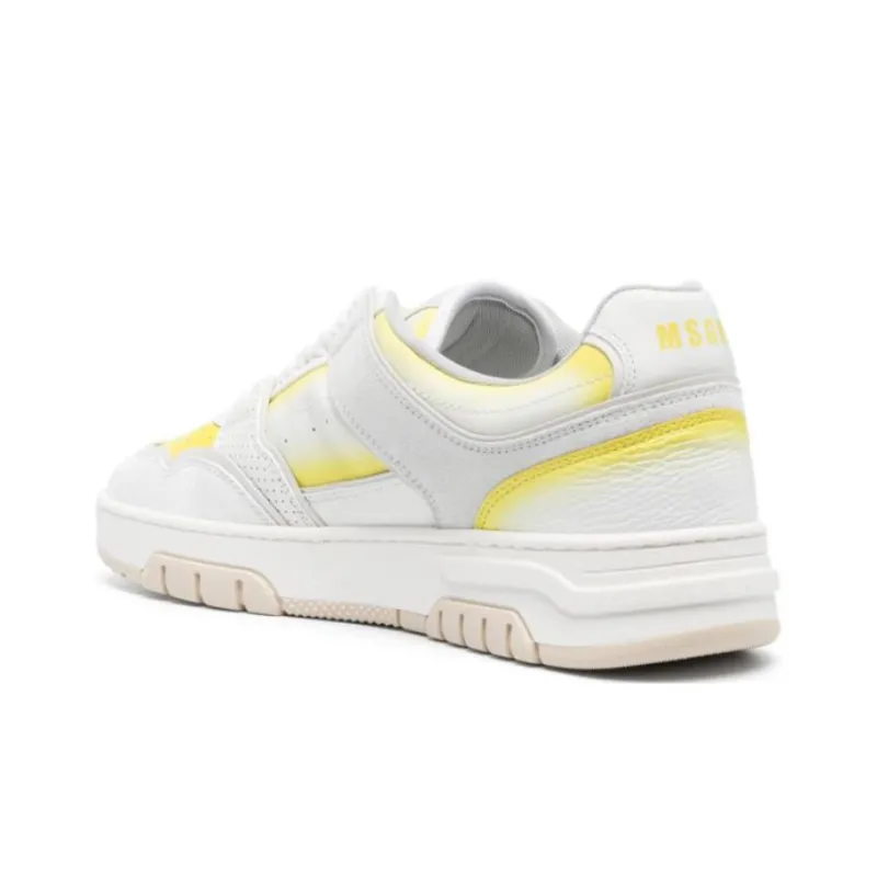 MSGM Low Top Skateboard Shoes Men's White Yellow-2