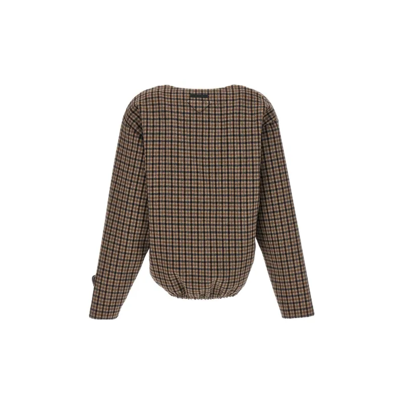 PRADA Checked V Neck Top-1