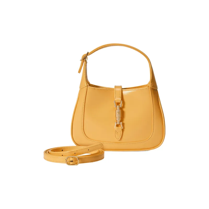 GUCCI Jackie 1961 Leather Crescent Shoulder Bag Shoulder Bag Crossbody Bag Mini Women's Yellow-1