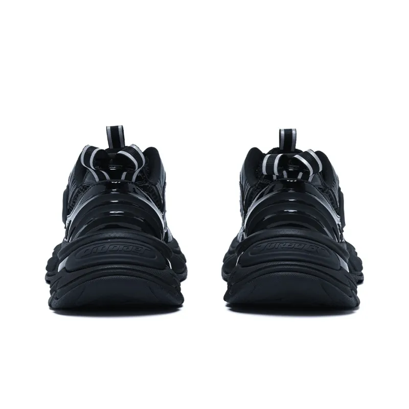 OLD ORDER Turbo GT Slip Resistant, Breathable, Height Increasing Low Top Chunky Sneakers Unisex Pure Black-1
