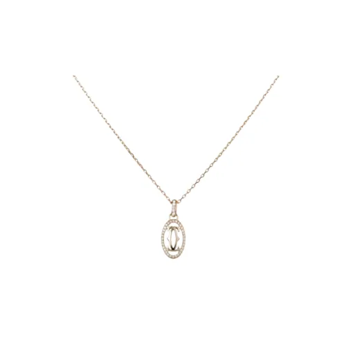 Cartier 2010 18kt Rose Gold Double C Diamond Necklace
