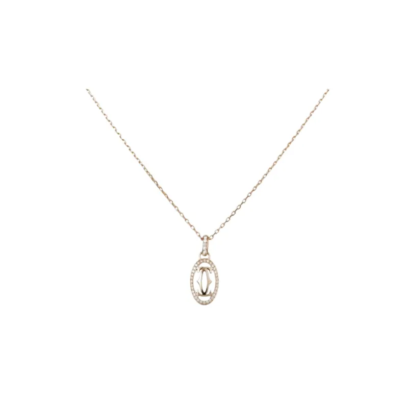 Cartier 2010 18kt Rose Gold Double C Diamond Necklace-0