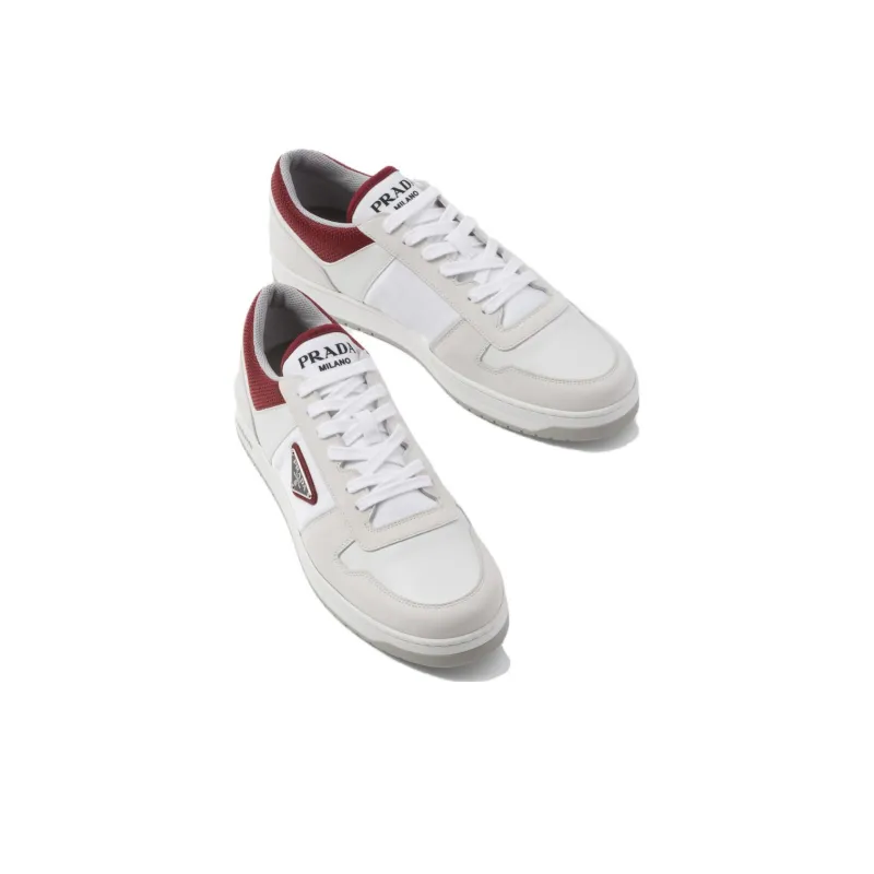 PRADA Downtown Low Top Skateboard Shoes Men's White Red-3