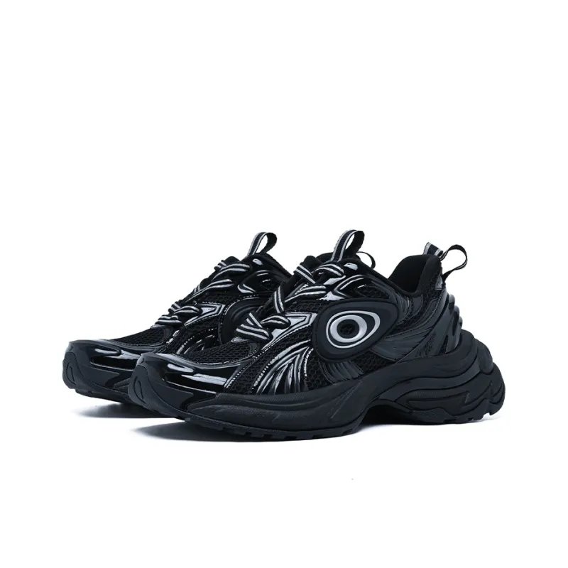 OLD ORDER Turbo GT Slip Resistant, Breathable, Height Increasing Low Top Chunky Sneakers Unisex Pure Black-3