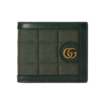 GUCCI Canvas With Leather Wallet Mini Women's Green