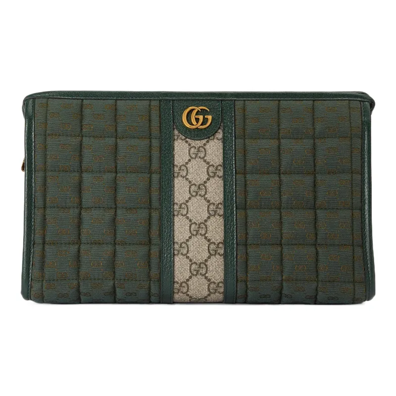 GUCCI Canvas With Leather Clutch Mini Men's Green-0