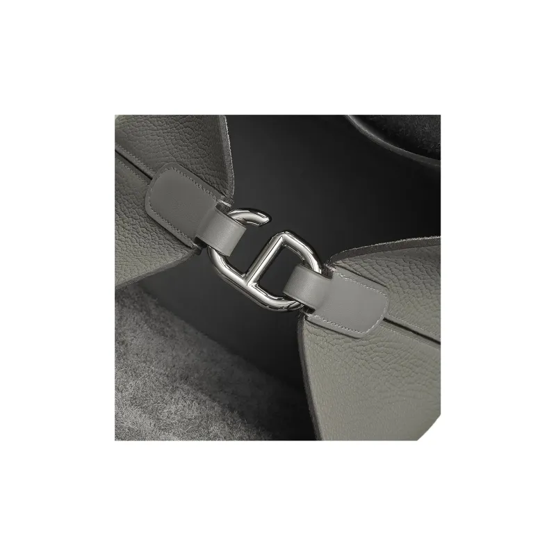 HERMES In The Loop Clemence Bullhide With Swift Calfskin Basket Bag Handbag Bucket Bag Women's Cumulonimbus Gray-5