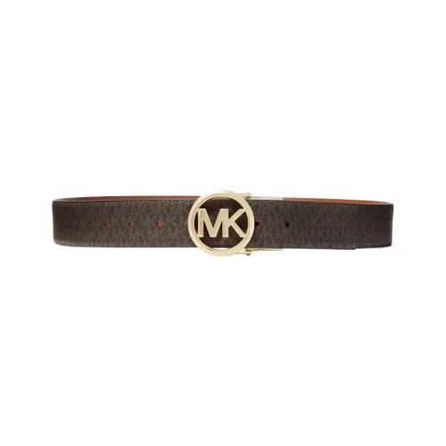 MICHAEL KORS Letter Logo Leather Leather Belts Unisex Brown