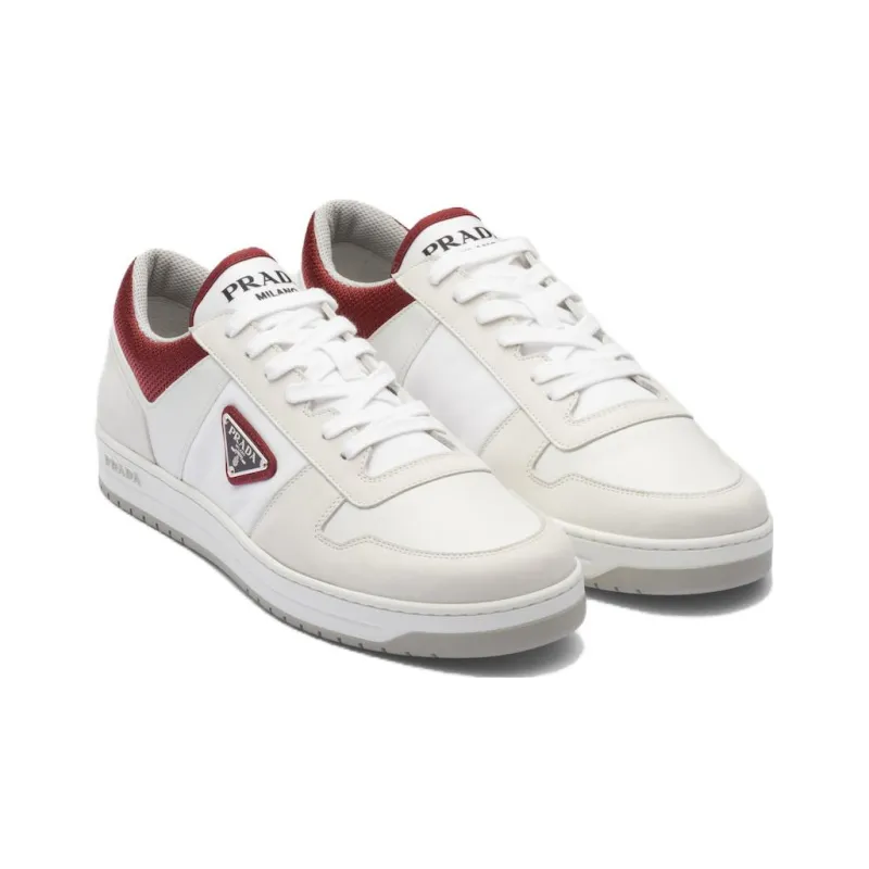 PRADA Downtown Low Top Skateboard Shoes Men's White Red-2