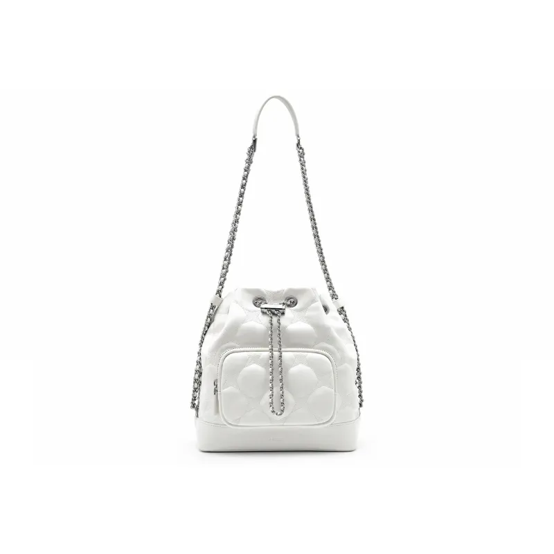 PEDRO Women's Interstellar Series Artificial Leather Bucket Bags Shoulder Bags Small Size Women's Black/Light Red/White-0
