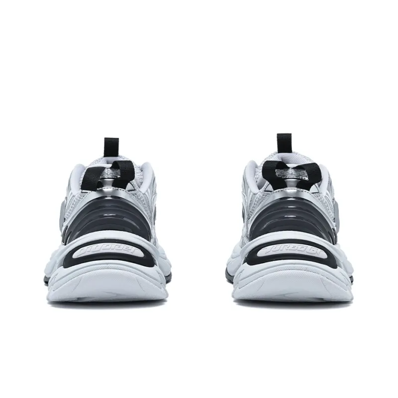 OLD ORDER Turbo GT Breathable Height Increasing Low Top Chunky Sneakers Unisex White Silver-3