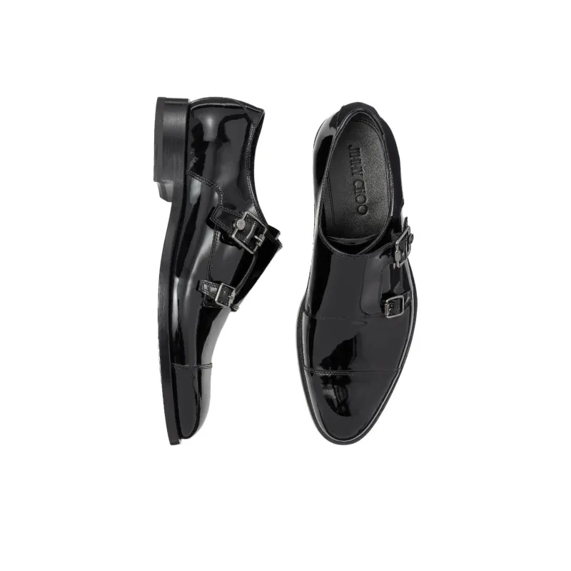 Jimmy Choo Finnion Leather Monk Shoes-3