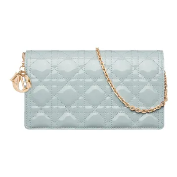 DIOR Lady Dior Calfskin 3-in-1 With Independent Card Wallet Coin Purse One Shoulder Crossbody Clutch Women's Blue