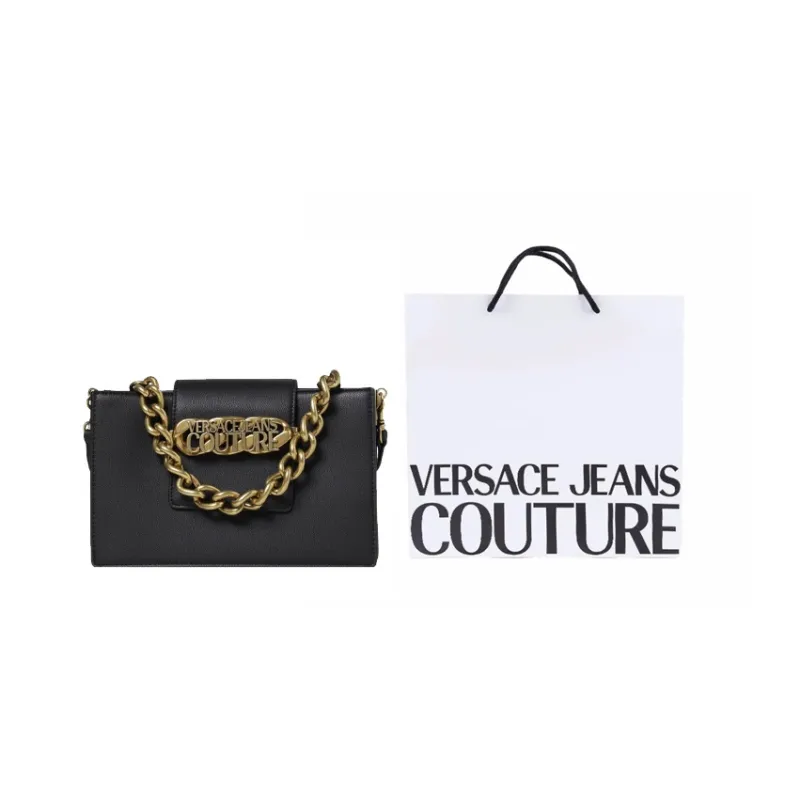 VERSACE JEANS COUTURE Sheepskin Crossbody Bag, Shoulder Bag Women's Black-9