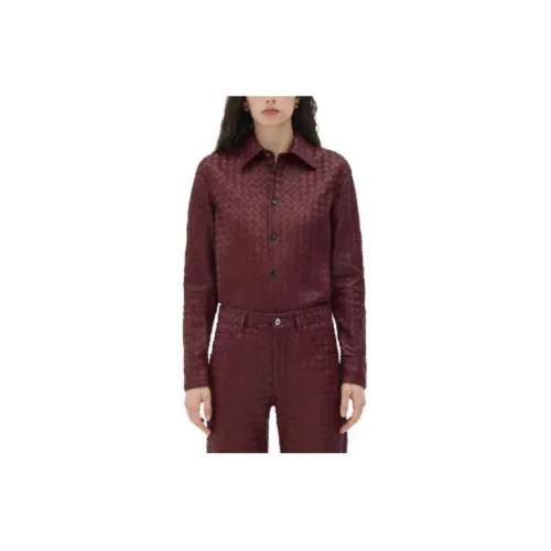 Bottega Veneta Leather Jackets Women's Dark Red